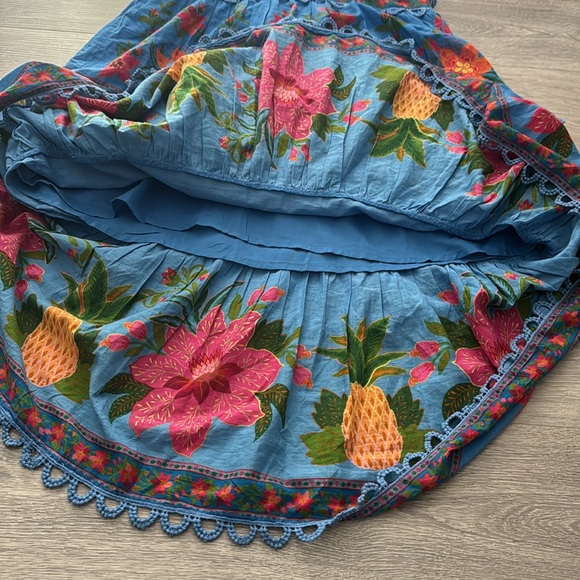 Farm Rio Women’s Blue Tropical Midi Layered Tiered Tapestry Dress Medium NWT - Picture 10 of 16